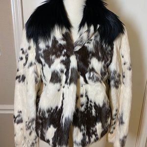 Rabbit fur black and ivory color